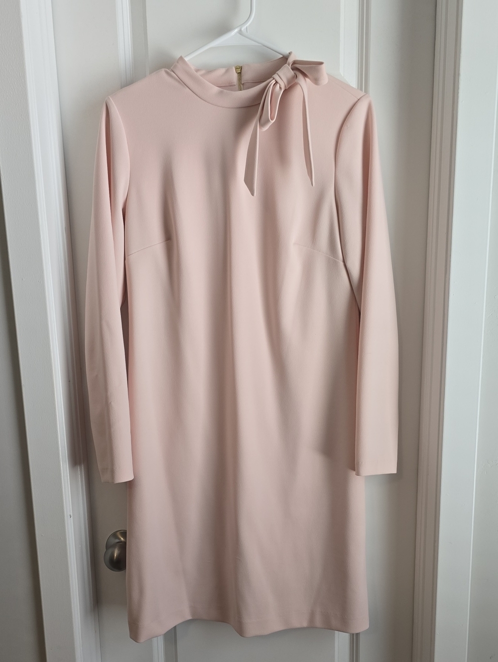 Calvin Klein Soft Blush Bow-Neck Long Sleeve Dress